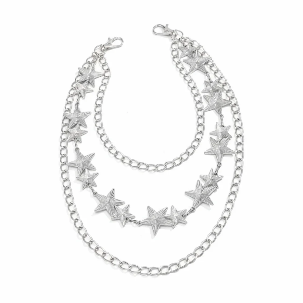 Fashion Hip Hop Star Pendant Keychain Decoration Jewelry Gift Jeans Pants Chain multi-layer Waist Belt Men view 5
