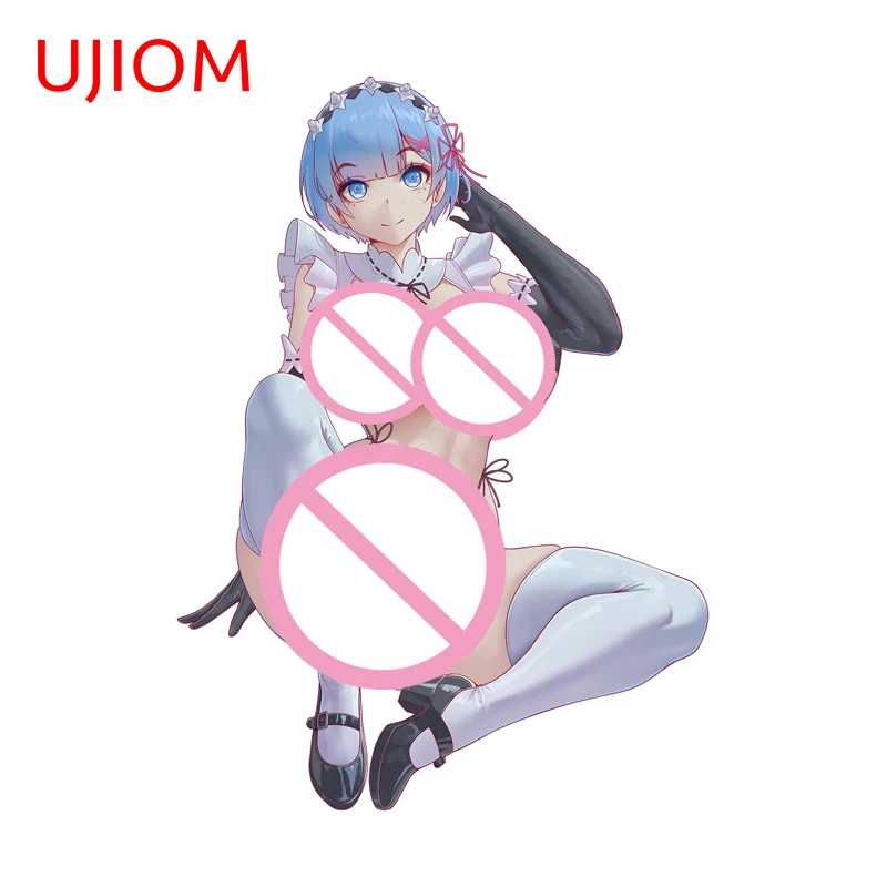 UJIOM Rem Cat Ears Girl Wall Sticker Maid Uniform Artistic Elegant Eye Catching Scratch Proof Vinyl PVC Decal Decoration Chambre