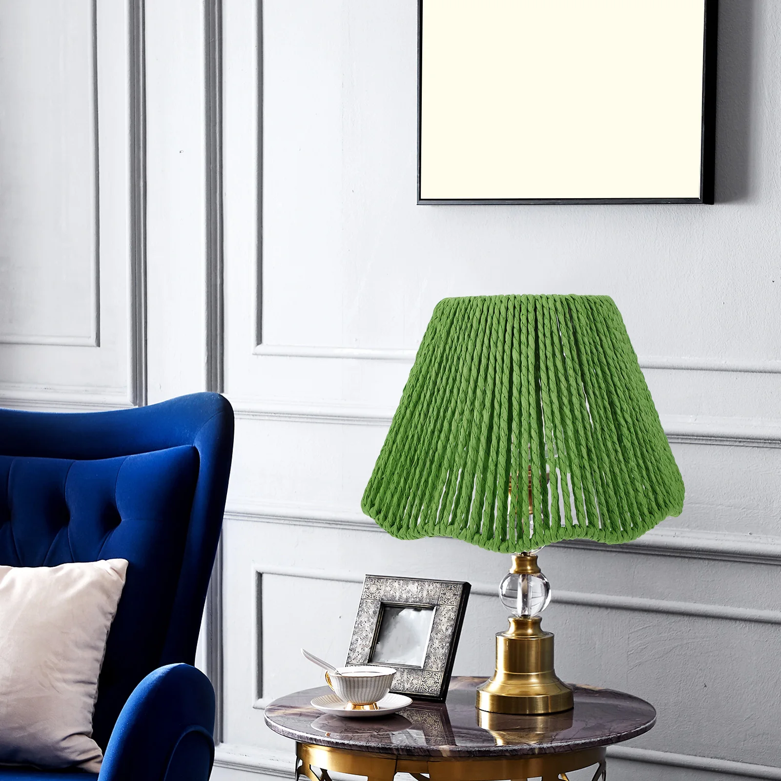 

Paper Rope Woven Lampshade 22cm Black E27 E14 Desk Hanging Light Covers Replacement Shades Decorative Retro Rustic