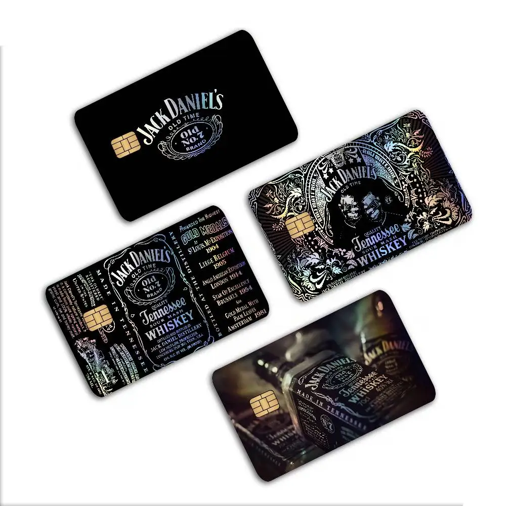 Pegatinas reflectantes láser para tarjetas bancarias con el logo clásico de Whiskey J-Jack D-DanielS, bonitas y elegantes, para decoración diaria, regalo.