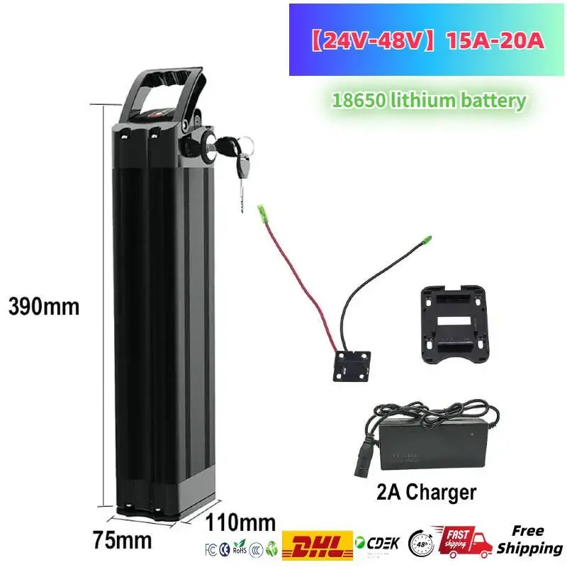 

36V 20AH Silver Fish Battery Pack for e-vehicle1000W 48V 36V 24V Silverfish Lithium Battery 18650 21700 power batteries