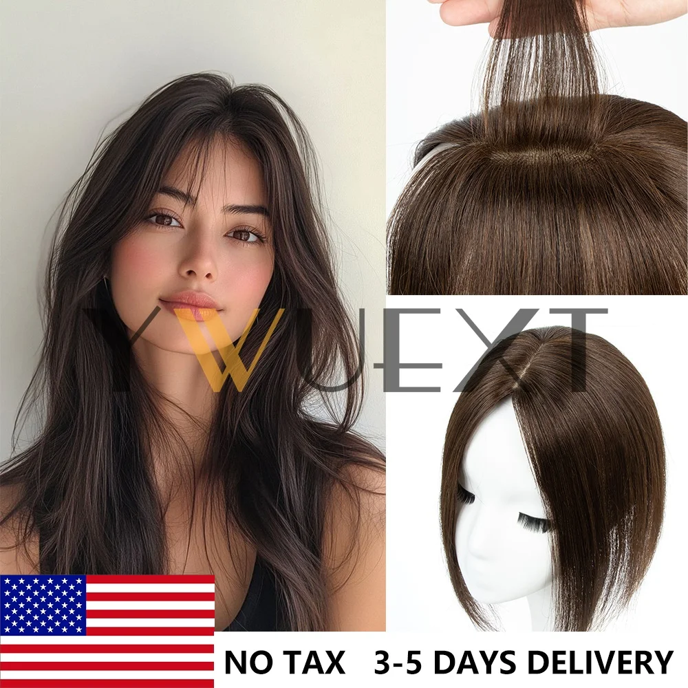 

7x11cm Blonde Human Hair Piece Topper 12"-14" Injected Silk Skin Base Topper Toupee Natural Scalp Clip In Hairpiece no Bangs