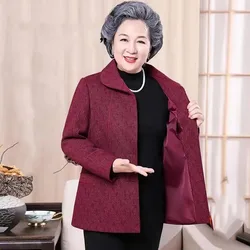 Spring Autumn Female Large Size 5XL Tops Coat Middle Aged Mother Long Sleeves Outwear Grandma's Outfit Up Grade Fashion Jacket