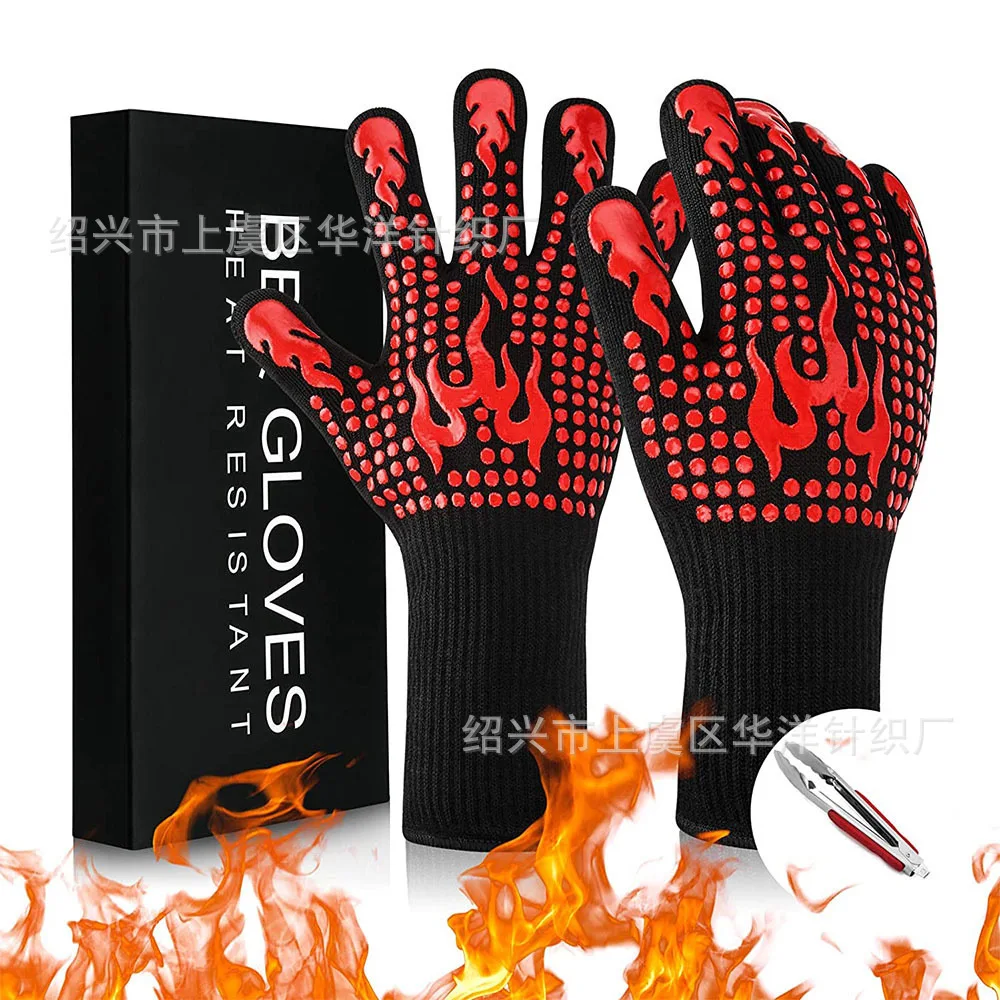قفازات سيليكون مقاومة لدرجات الحرارة العالية ومثبطات اللهب ومقاومة للحريق للشوي والطهي