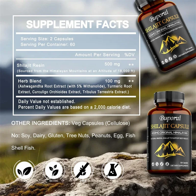 Himalaya Shilajit Capsules - Anti-Aging, Improve Mood, Supports Brain and Cognitive Health, Improve Stamina, Enhance Immunity