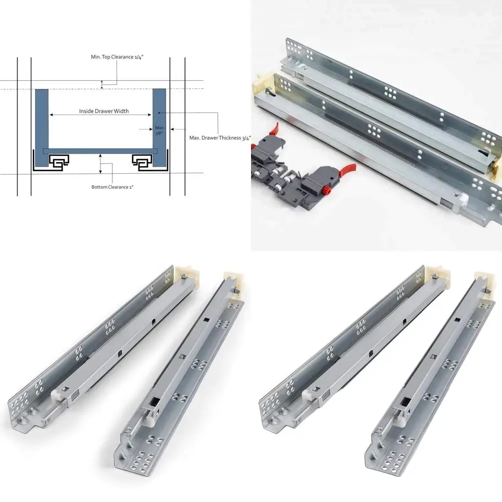 

6 пар направляющих для выдвижных ящиков с плавным закрыванием, выдвижение 21 дюйм