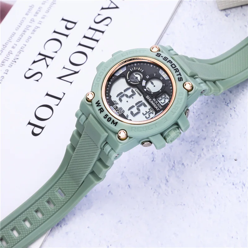 남녀 모두를 위한 트렌디한 AL-103A 스포츠 시계, 알람 시계 및 타이밍 기능 탑재 여성용 시계