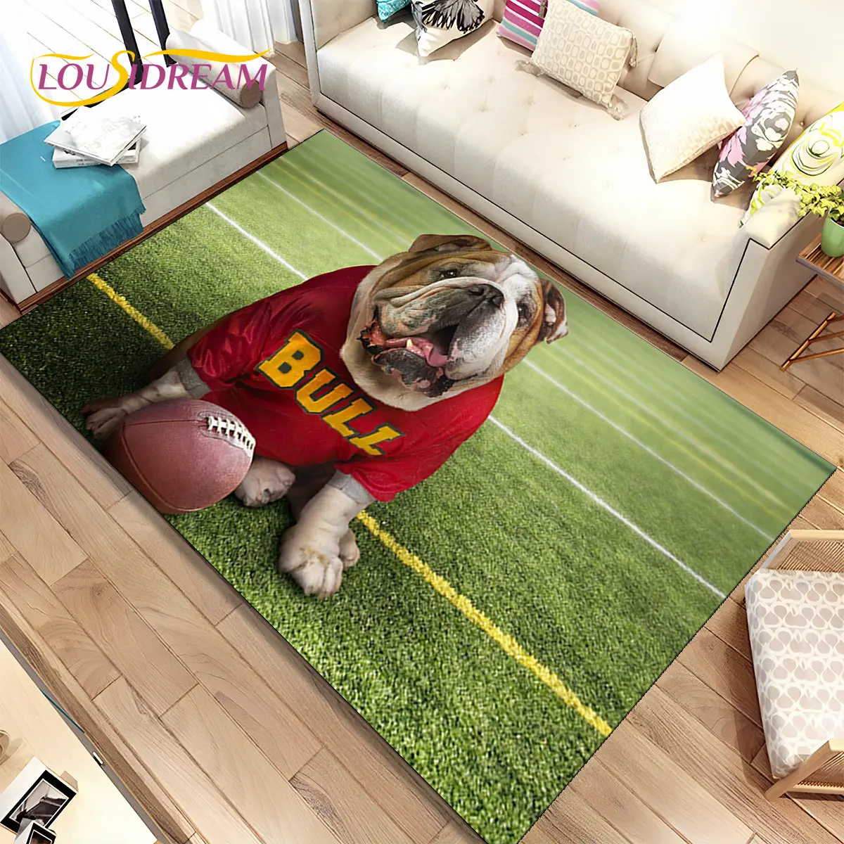 만화 프렌치 핏불 강아지 애완 동물 공간 러그, 홈 거실 카펫 러그, 어린이 침실 소파 현관 매트 장식, 미끄럼 방지 바닥 매트