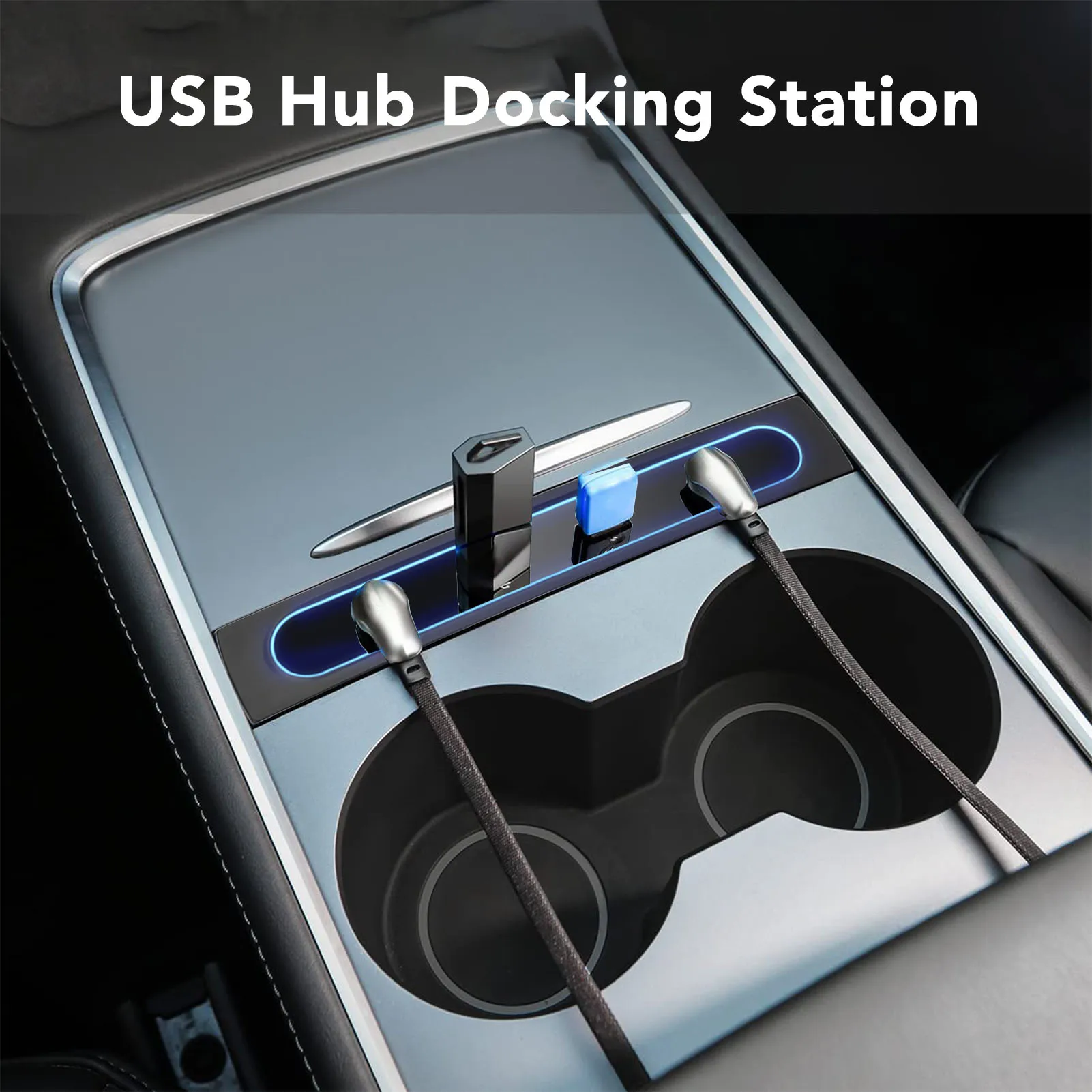 

Car Powered Splitter Easy Installation Good Heat Resistance 4 in 1 Black Center Console USB Hub for Car