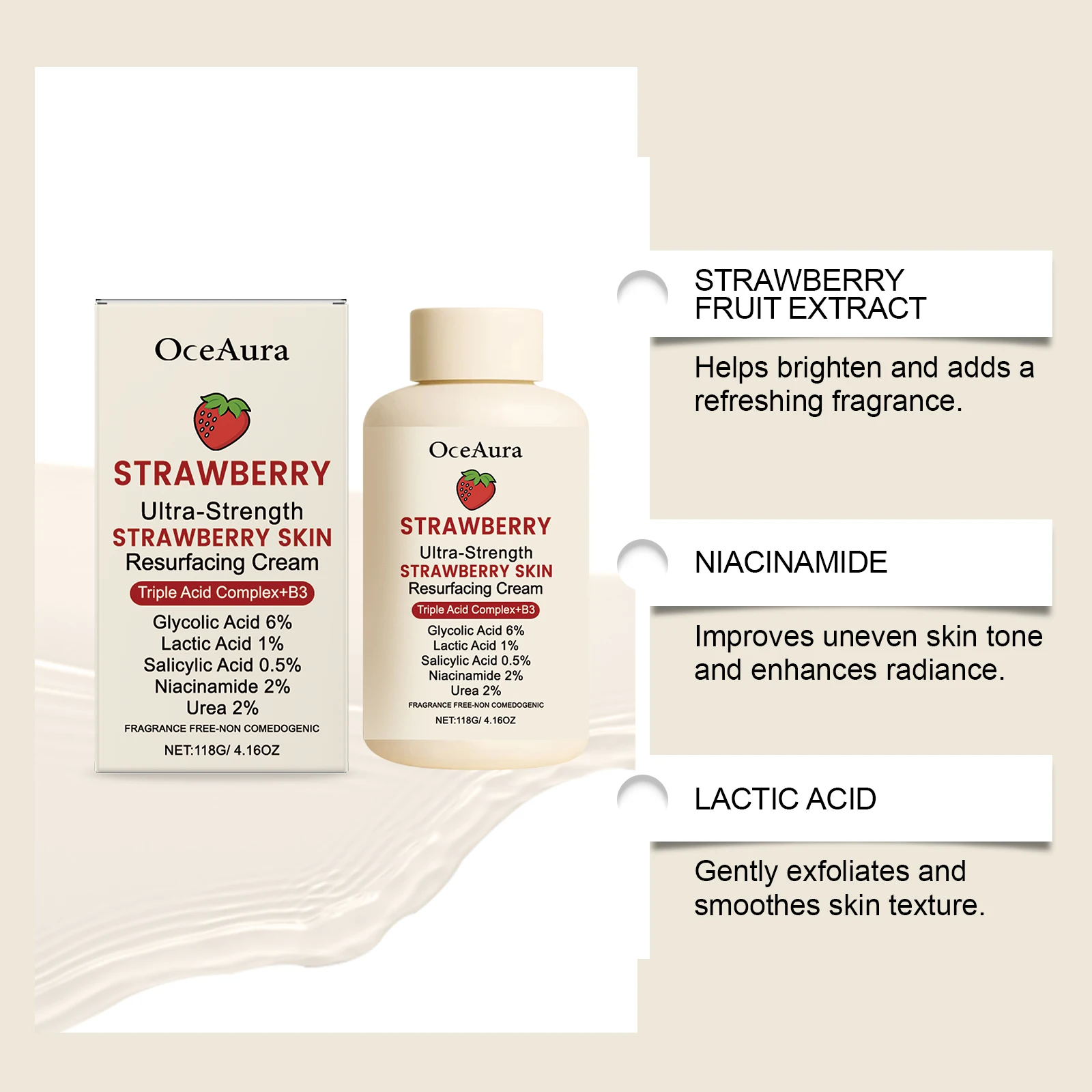 Strawberry Hydrating CreamGentle Skin Care, Refreshing Non-Greasy, Light & Nourishing, Smooth & Hydrating Moisturizer