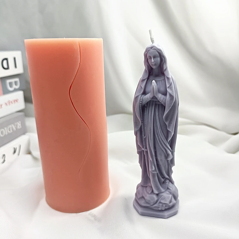 Virgin Mary And Baby Jesus Silicone Candle Molds Holy Family Mould For Party Festival Birthday Handmade Gifts  Present Wax Tools