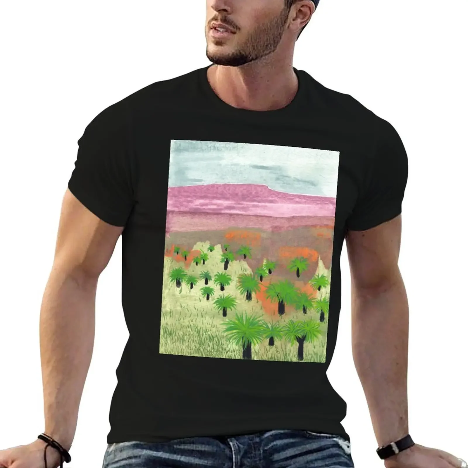 

Australian landscape with grass trees T-Shirt summer tops blanks basketball graphic tees anime t shirts T-shirt men