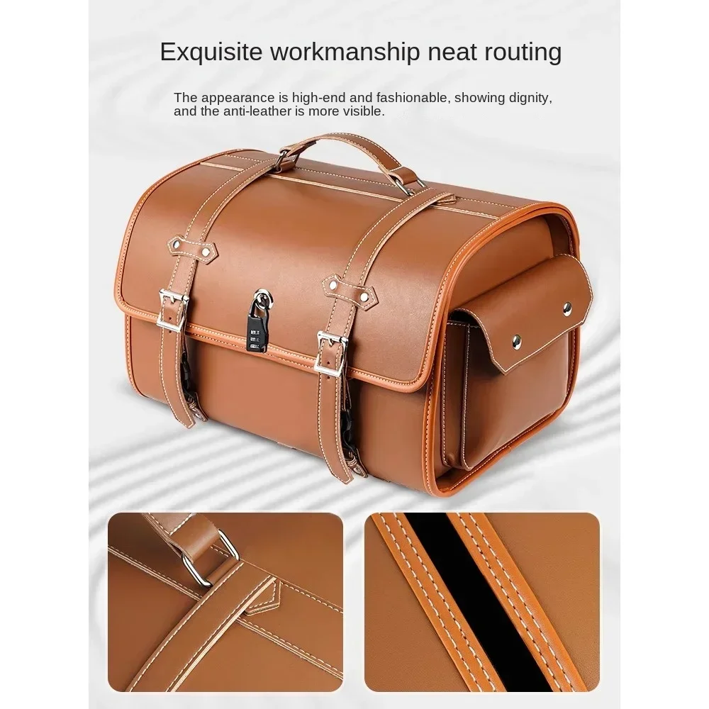 Motorcycle trunk bag retro rear seat bag electric car leather trunk ns125la pedal rear trunk bag spare box universal