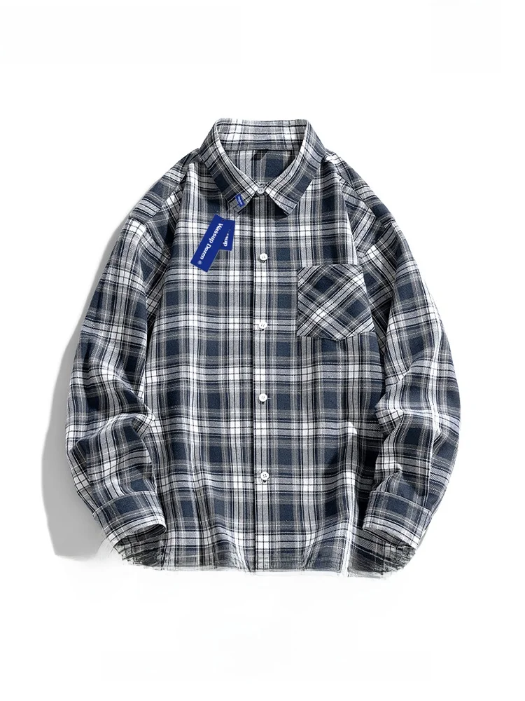 

Wassup Dozen American Vibe Plaid irt Men's Long Sve Spring Trendy Brand Versatile Couple Outerwear Breathable Polyester ...