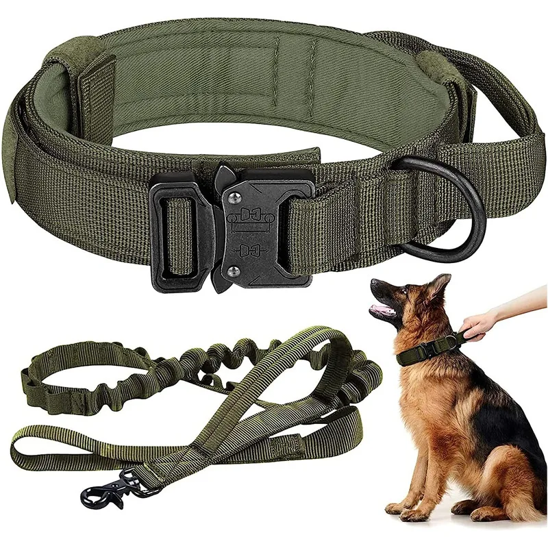 Tactical Dog Leash Outdoor Pet Leash Large Dog Retractable Anti-Blast Dog Leash Elastic Leash With Collar