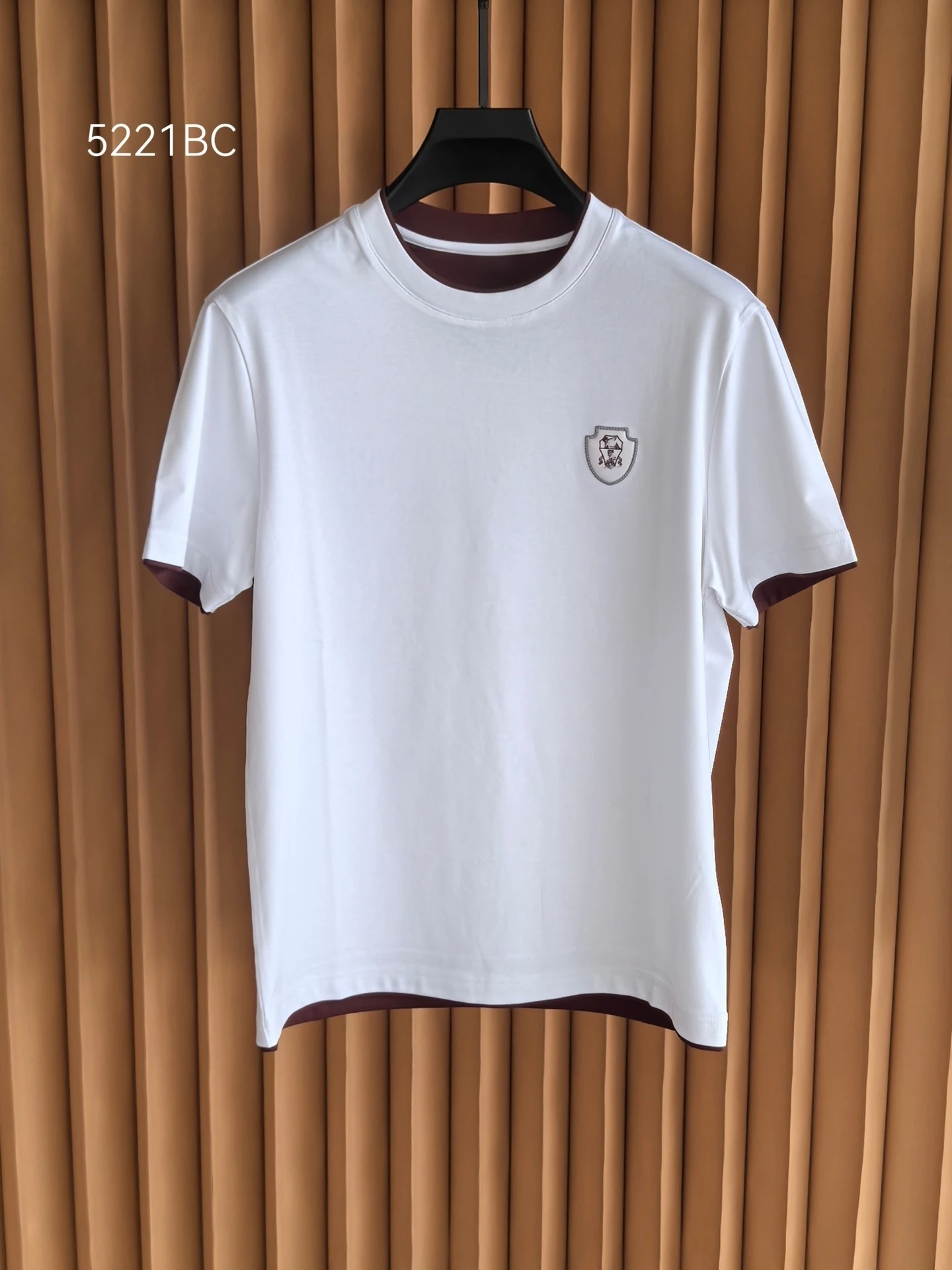 

Italian Style Men's Summer Fashion Red Collar Embroidered round Neck Short Sleeve Casual T-Shirt Fake Two-Piece Cotton Knitwear