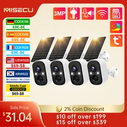 MISECU Tuya 3MP WIFI Beveiliging Batterijcamera + Zonnepaneel Kleur Nacht Buiten Menselijk detecteren Surveillance IP-camera Tweewegaudio