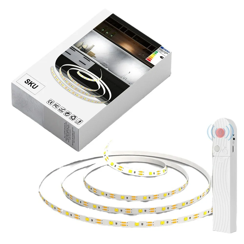 LED Sensor Light Strip para gabinete, luz noturna para debaixo da cama, armário laminado de cozinha, armário para sapatos, luz de tira longa