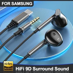 Per Samsung Cuffie HiFi 9D Surround Sound USB Tipo C 3.5mm Musica Auricolari cablati per Galaxy S24 23 22 Ultra iPhone 15 Pro Max