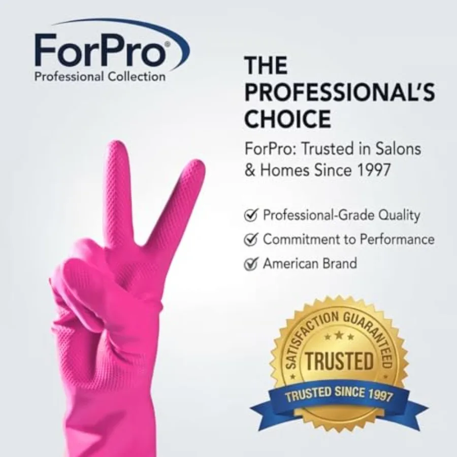 ForPro Natural Rubber Gloves, 6 Pairs Reusable Multi-Purpose Household Cleaning Gloves with Soft Inner Lining, Waterproof and C