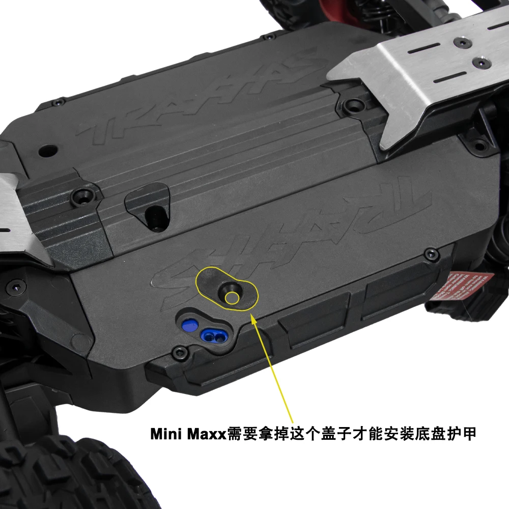Stainless Steel Skid Plate Chassis Protection Kit for 1/16 Trxs Mini Maxx 107154-1 and Mini XRT 108076-1 Upgrade Parts
