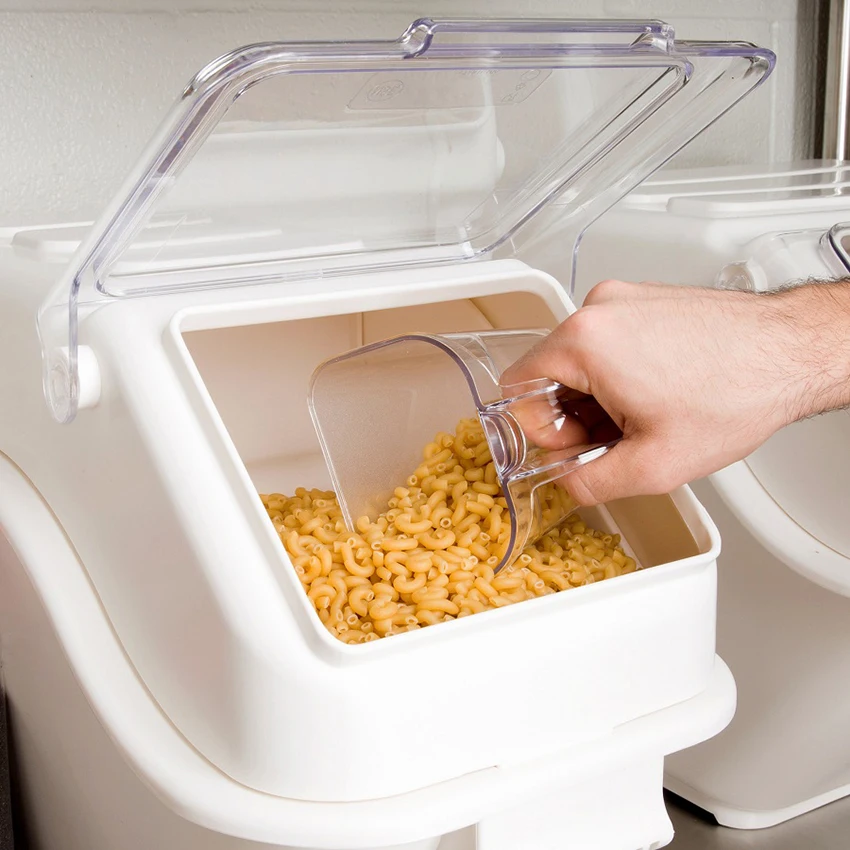 

Kitchen Measure White Color Flour Rice 21gl 27gl Ingredient Bins Dispenser Plastic Food Storage Container Bucket