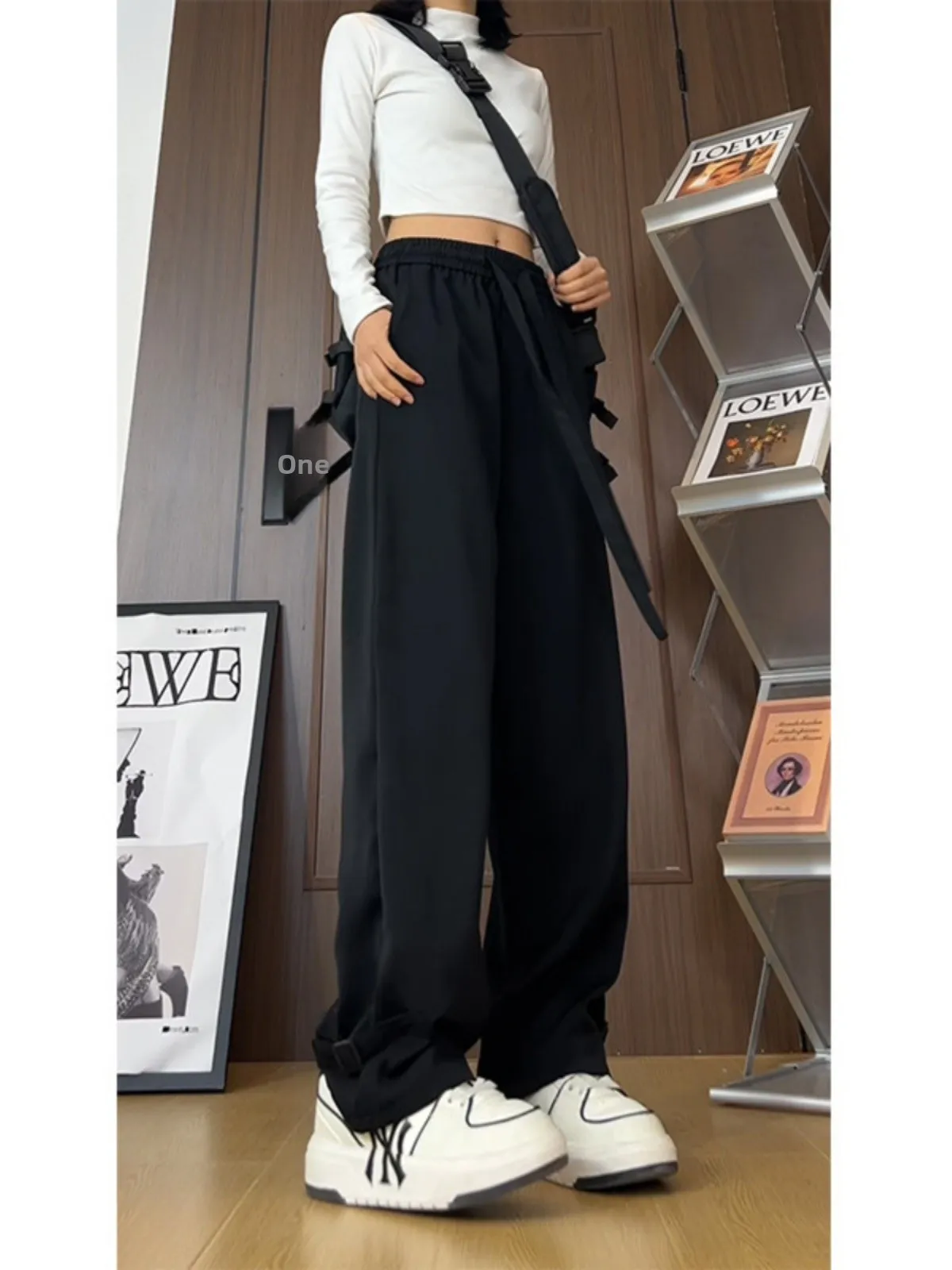 

Повседневные прямые брюки-шаровары для мужчин, длинные брюки с высокой и низкой талией, молодежные, однотонные, весенняя мода