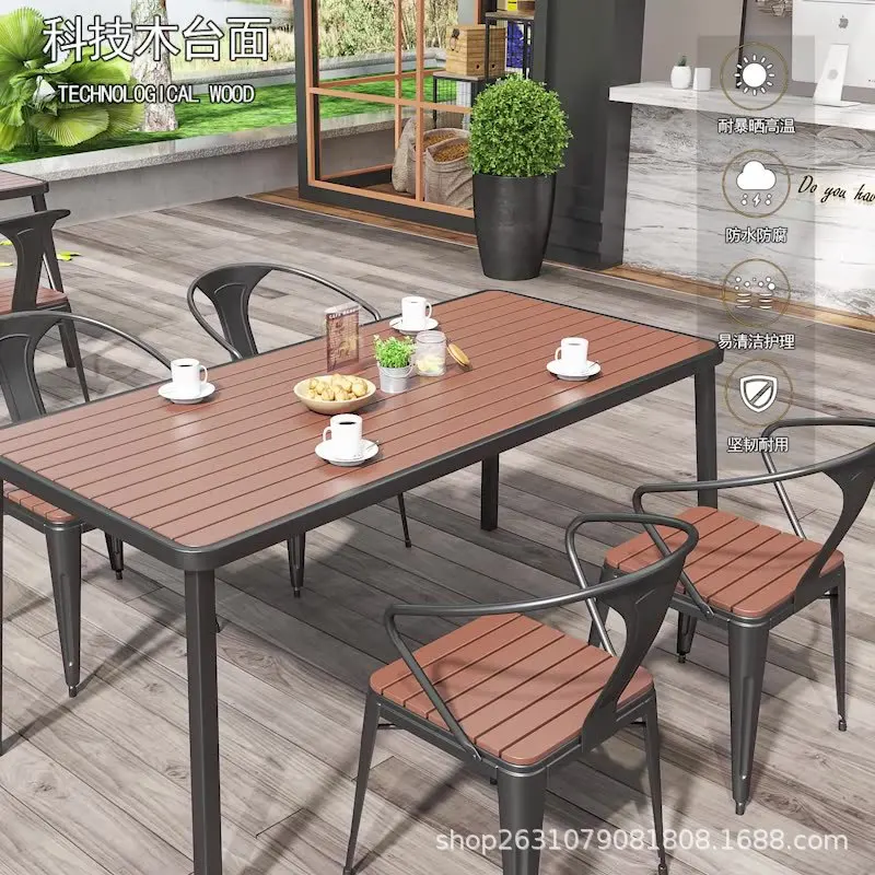 

Villa Courtyard Hotel Open-air Sunscreen One Table Four Chairs Combination Outdoor Leisure Table Restaurant Dining Table and Cha