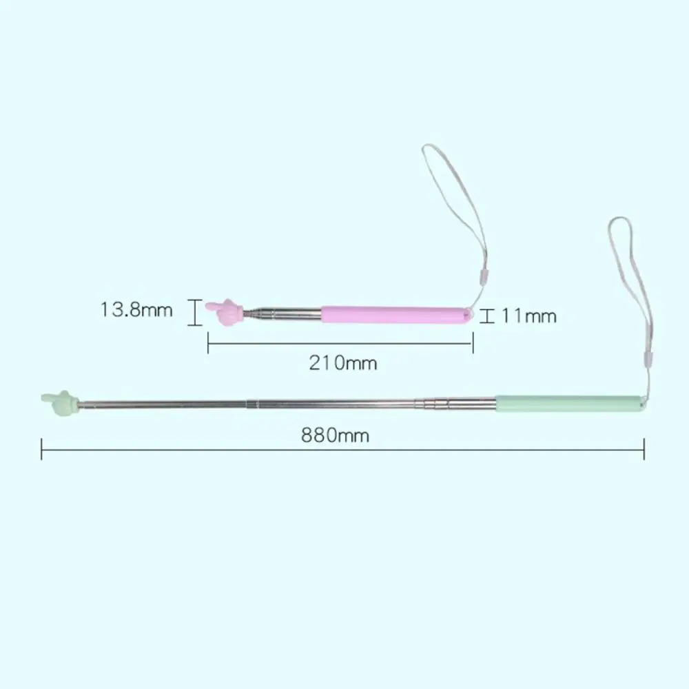 Puntero de enseñanza de acero inoxidable, varilla telescópica con cuerda colgante, palos de lectura para dedos, diseño de dedo, 88CM