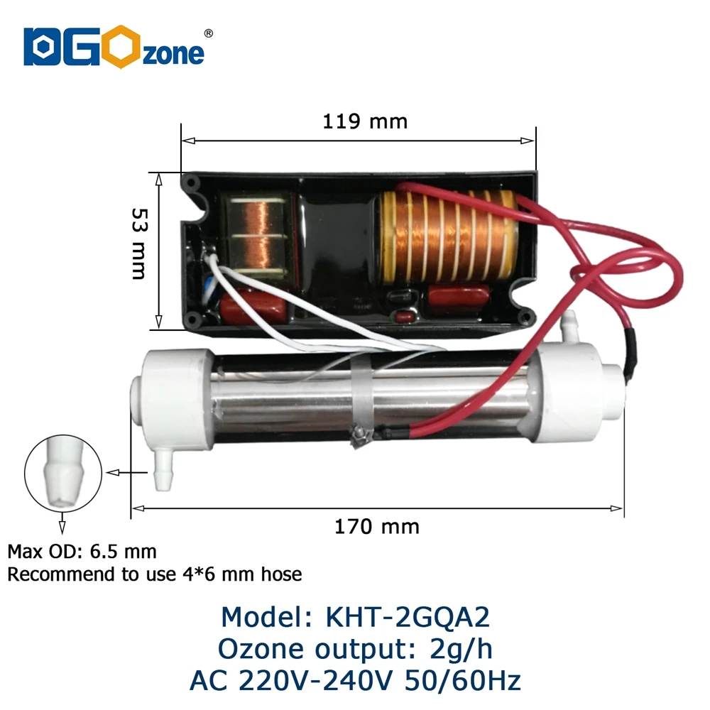 2g Ozone Generator for purifying Air and Water Manufacturer KHT-2GQA1/A2