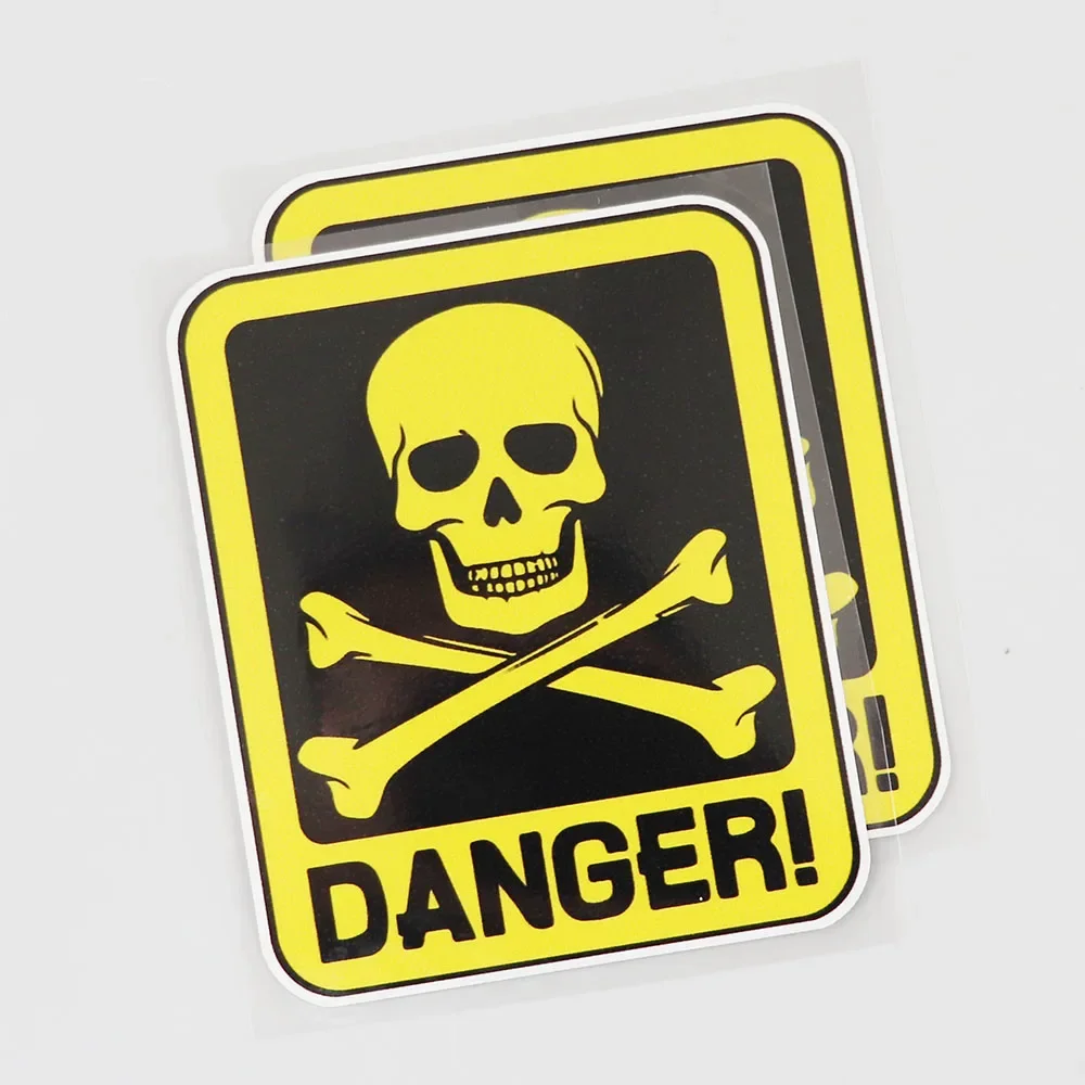 10.7CM×12.9CM Danger Sign With Skull Symbol PVC Car Truck Window Funny Vinyl Sticker Decal Accessories