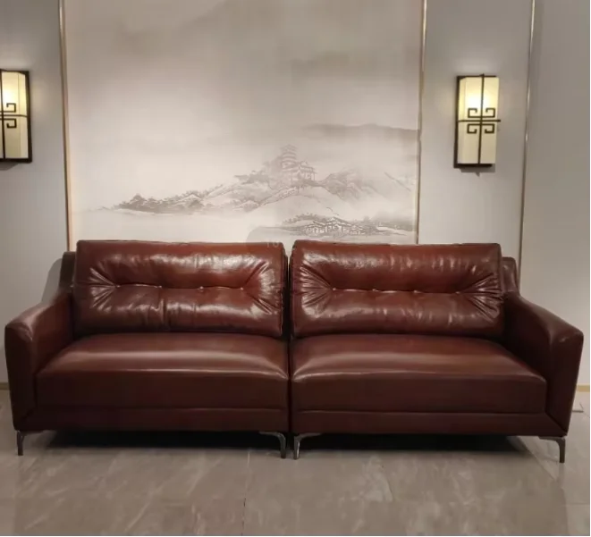 

#@ High Quality Modern Italy Brown Modular Sectional Sofa,Synthetic Genuine Leather 1/2/3 Seater, Living Room Furniture Set