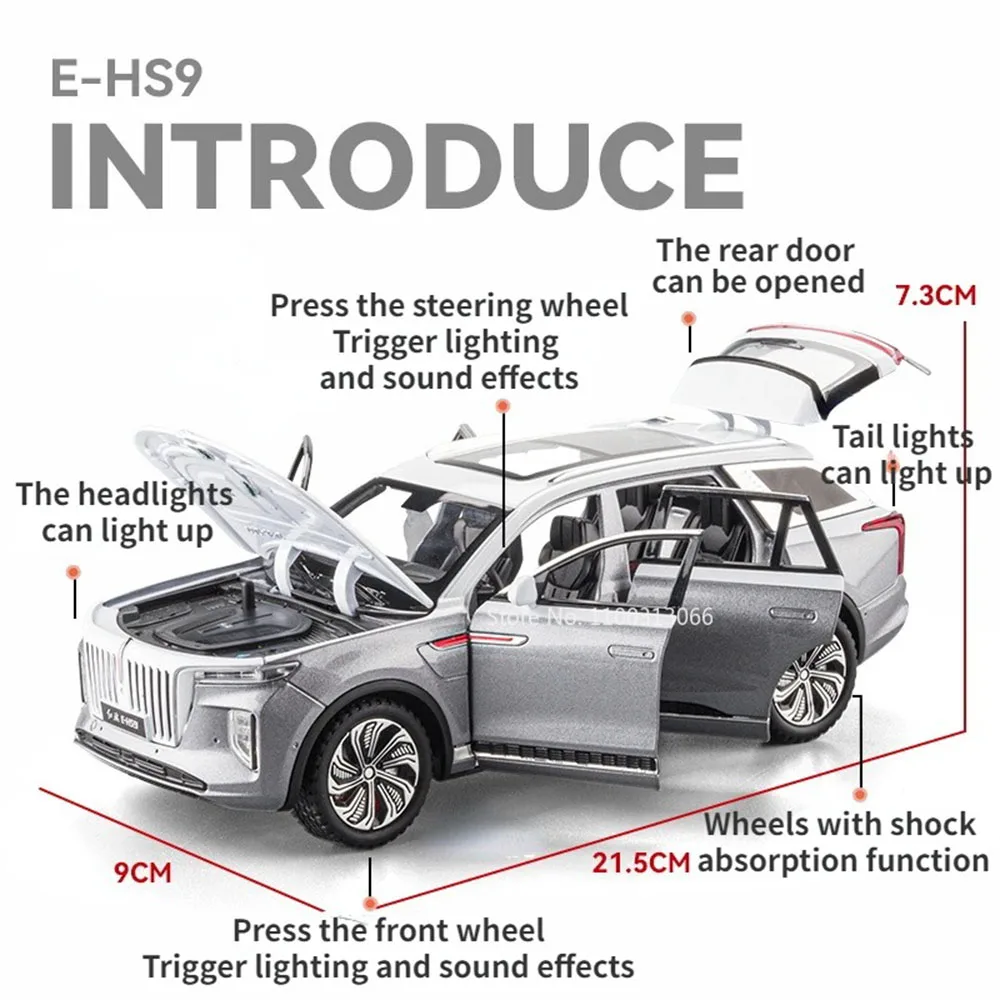 1:24 Mansory 롤스로이스 팬텀 HONGQI HS9 모델 장난감 자동차 휠 풀백 소형 자동차 6 도어 오픈 차량 어린이 선물