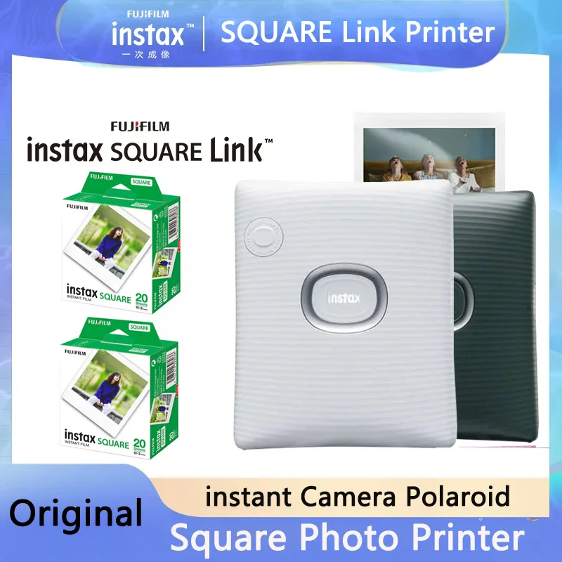 طابعة صور أصلية Fujifilm Instax SQUARE Link مربعة الشكل اختيارية 20/40 ورقة من ورق الصور بلوتوث 4.2 أخضر وأبيض