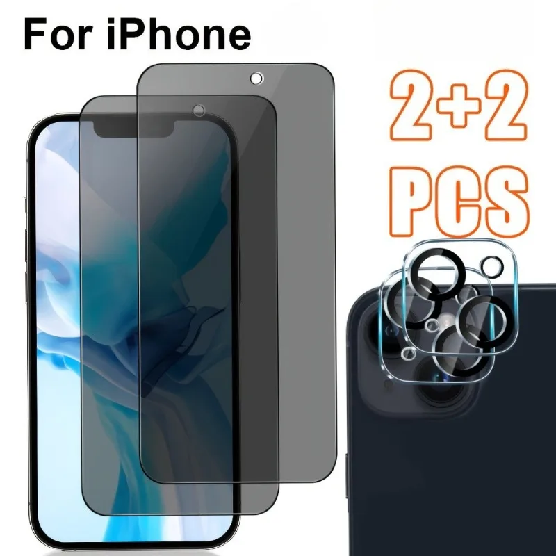 

2Pack Privacy Screen Protector for iPhone 17 16 Pro Max 15 14 13 12 11 Pro Max 17Air 16e With 2Pack Camera Lens Protector Glass