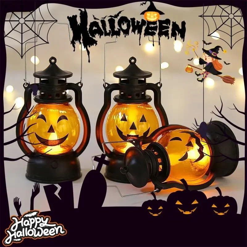 DIY Hanging Halloween LED Pumpkin Ghost Lantern Lamp  Scary Candle Light Decorations for Home Horror Props Kids Toy Halloween