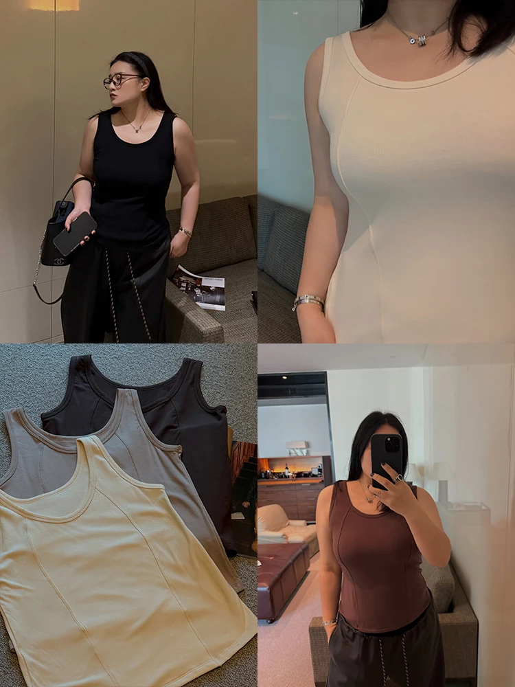 

Эластичная женская майка большого размера 200 Pou, не требующая ношения нижнего белья, утягивающая базовая майка для осени и зимы Pencil XiaoXin