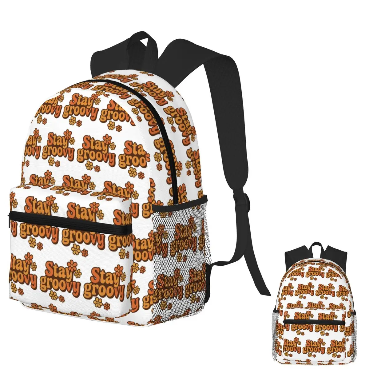 

Stay Groovy Retro Quote Student Backpack School Bag Hiking Travel Daypack for Men Women Bookbag Shoulder Bags