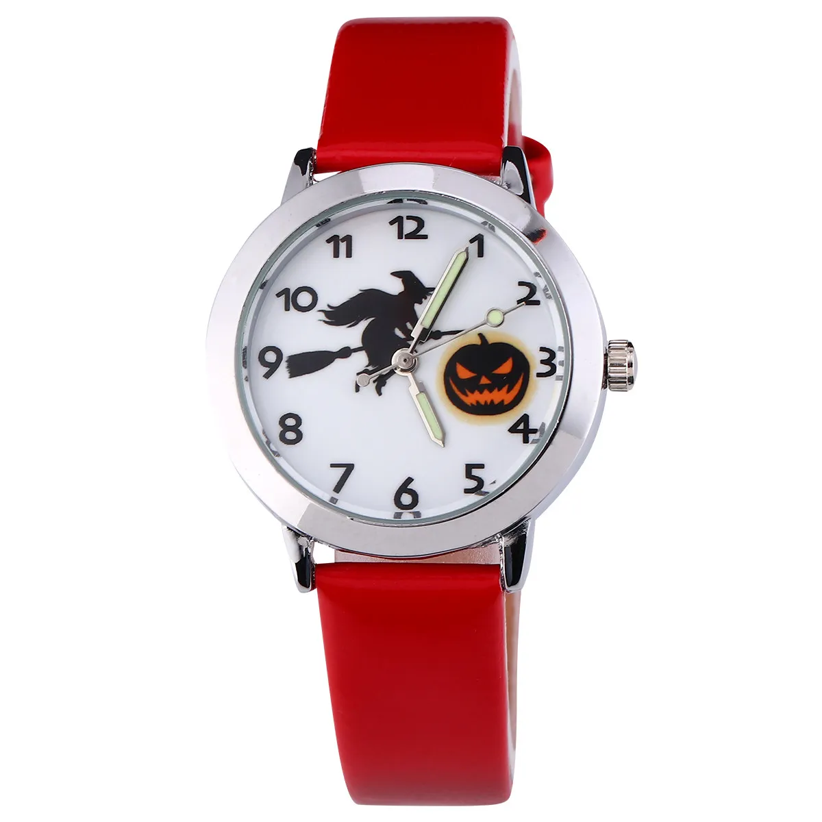 1Pcs Watch Luminous Pointer Halloween Witch Pumpkin Lantern Style Durable Quartz Watch Popular Gift for Red