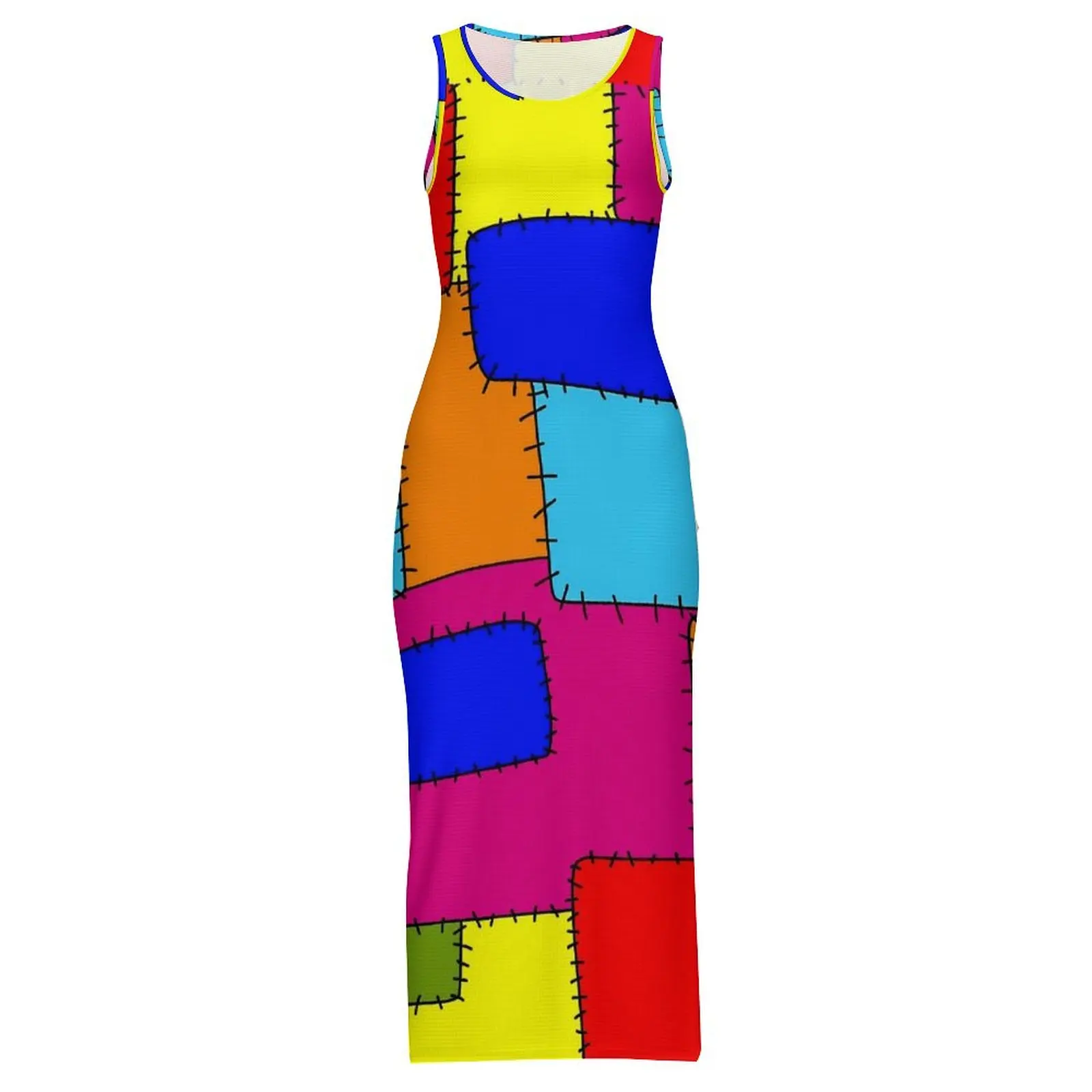 สตรี Patchwork พิมพ์ชุดสายรุ้งลายสก๊อตความงามชุดเข้ารูปฤดูร้อน Retro Maxi ชุดที่กําหนดเอง Oversize Vestidos