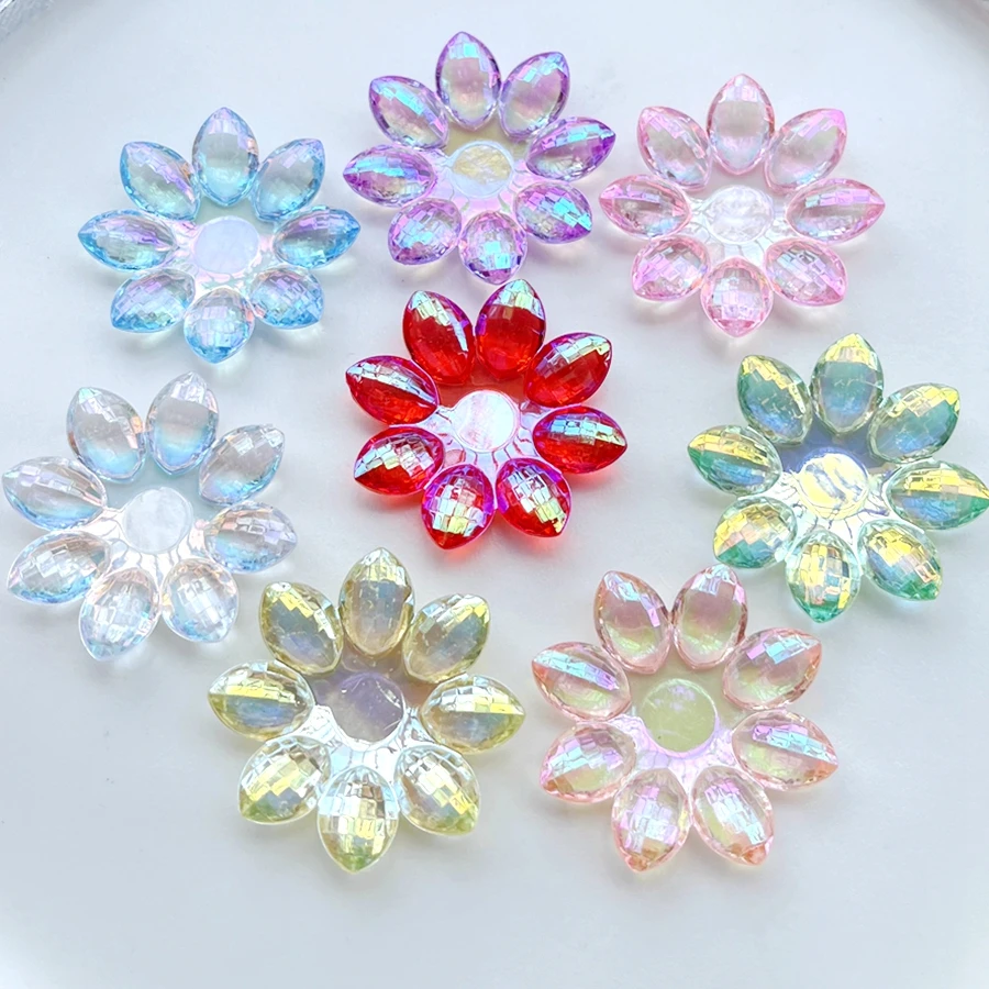 32mm/40mm Shiny AB Color Flowers Acrylic Crystal Rhinestone diy Jewelry decoration Hand-decorated rhinestone 8pcs/lot