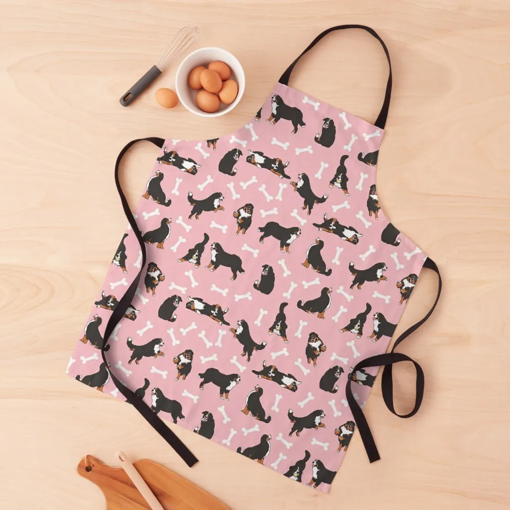 

Playing Bernese Mountain Dog - Pink Background Apron Womens Dresses cooks clothes household woman Apron