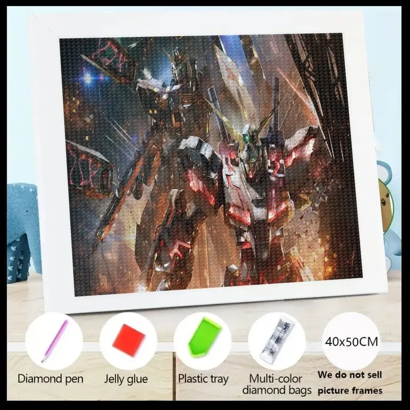 

1 шт. 5D Full Drill DIY Набор для алмазной живописи, Epic Sci-Fi Mech Robot Battle Аниме Художественный набор для рисования драгоценными камнями для взрослых, большой 40x50 см C