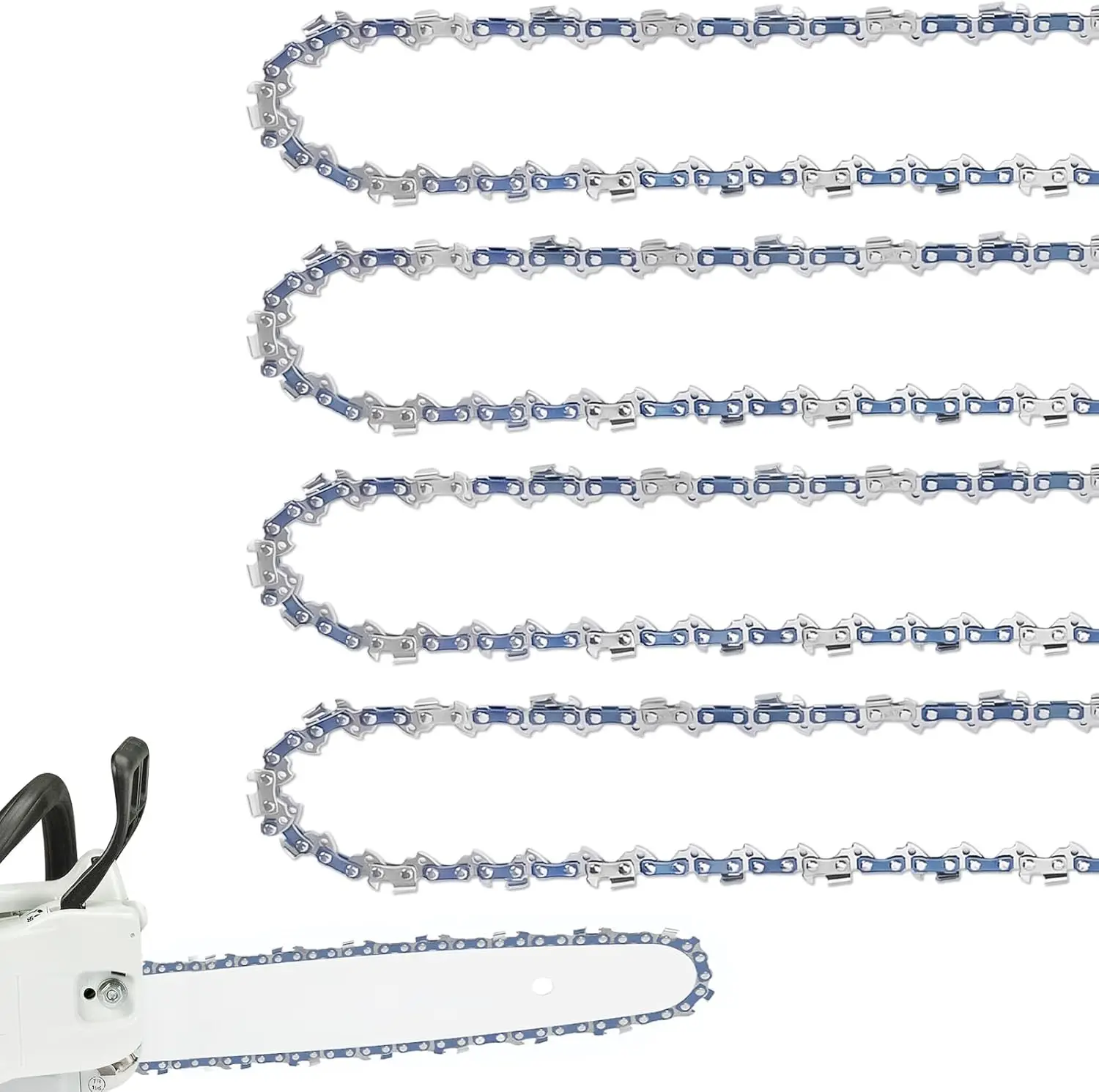 

Набор из 4 цепей для бензопилы, 20 дюймов, шаг 3/8 дюйма, толщина .050 дюйма, 72 приводных звена, для различных пил
