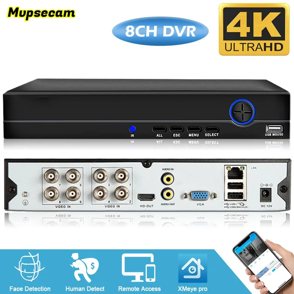 6IN1 8Channel Hybrid DVR Ultra High Definition Video Recorder For Analog AHD Camera 8MP 5MP Cameras Video Surveillance DVR XMeye