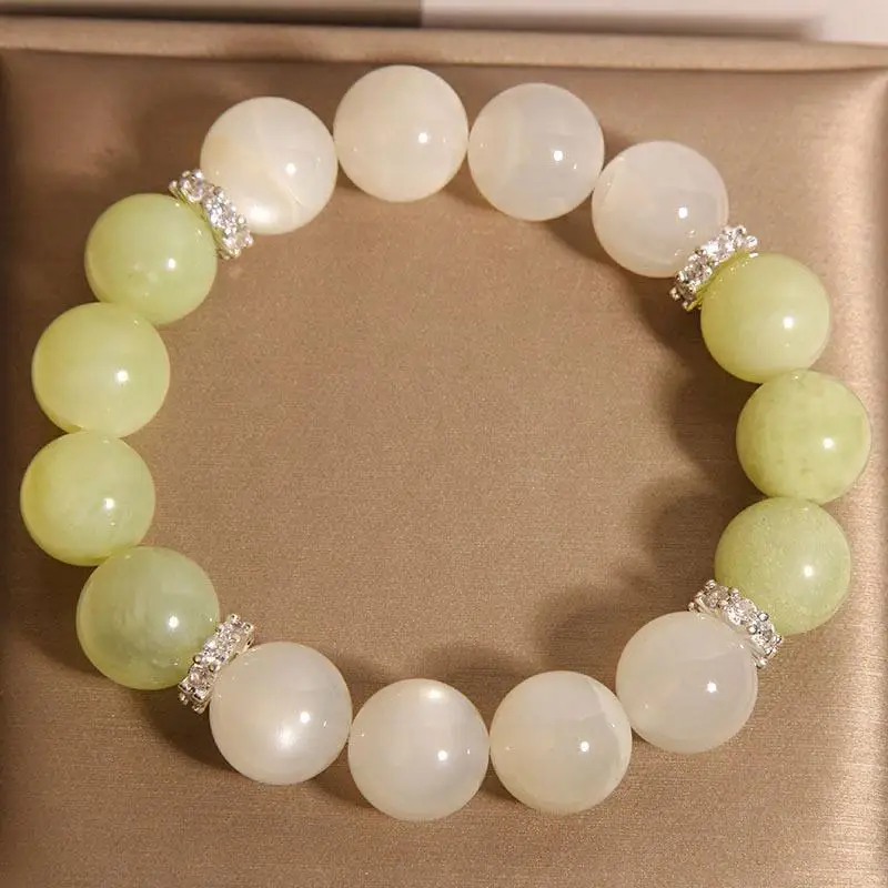 

Натуральный Xiuyan нефритовый кристаллический браслет женский легкий роскошный нишевый высококачественный белый браслет с лунным светом подарок для друзей и