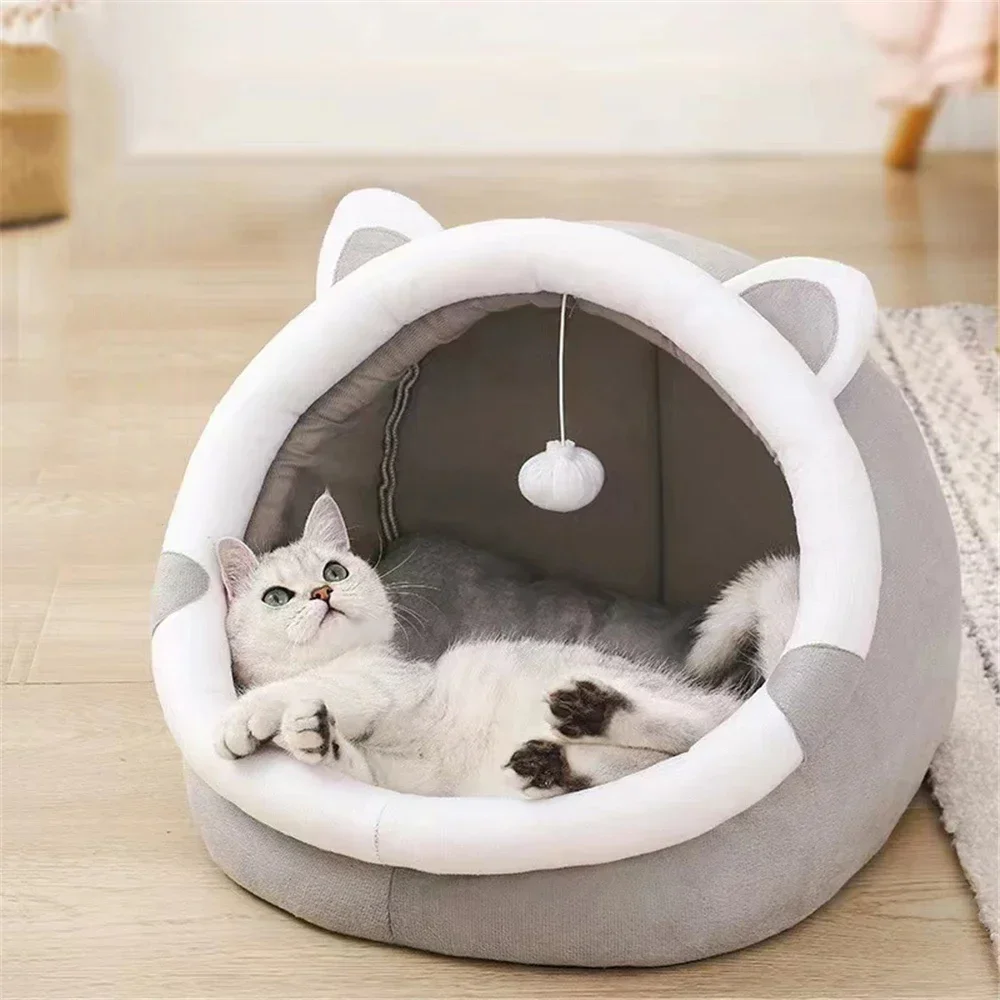 Cat Bed House Kennel Nest Round Pets Sleeping Cave Kitten Beds Pet Basket Cozy Kitten Lounger Cushion Cat Nest Tent Dog House