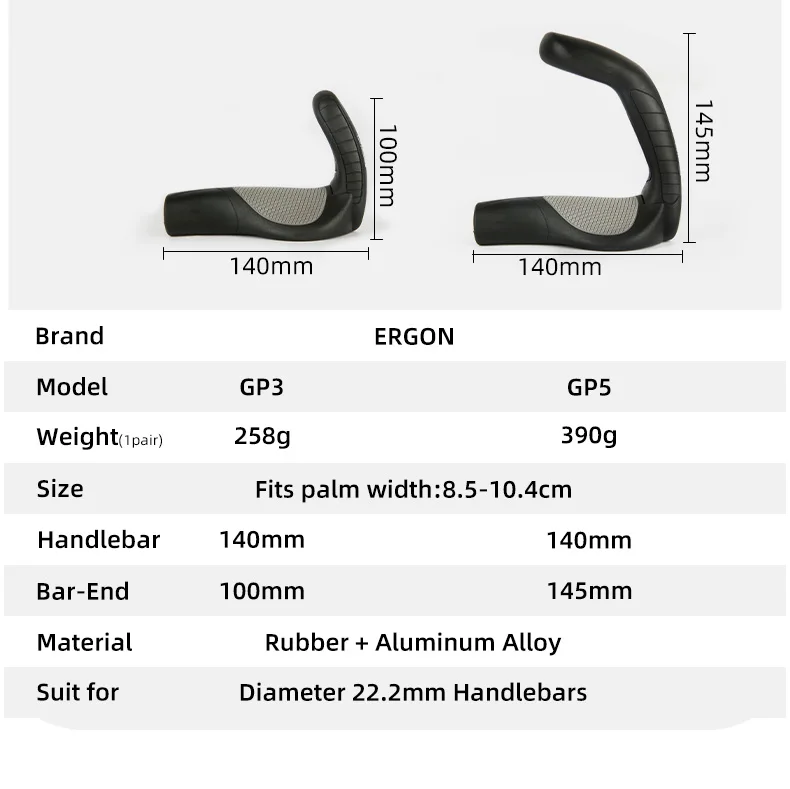 ERGON Mountainbike-Lenkergriffe GP1 GP3 GP5 Fahrrad Bar End Mount Klemmgriff Ergonomie Gummi Rennrad Lock Grip – Detail 3