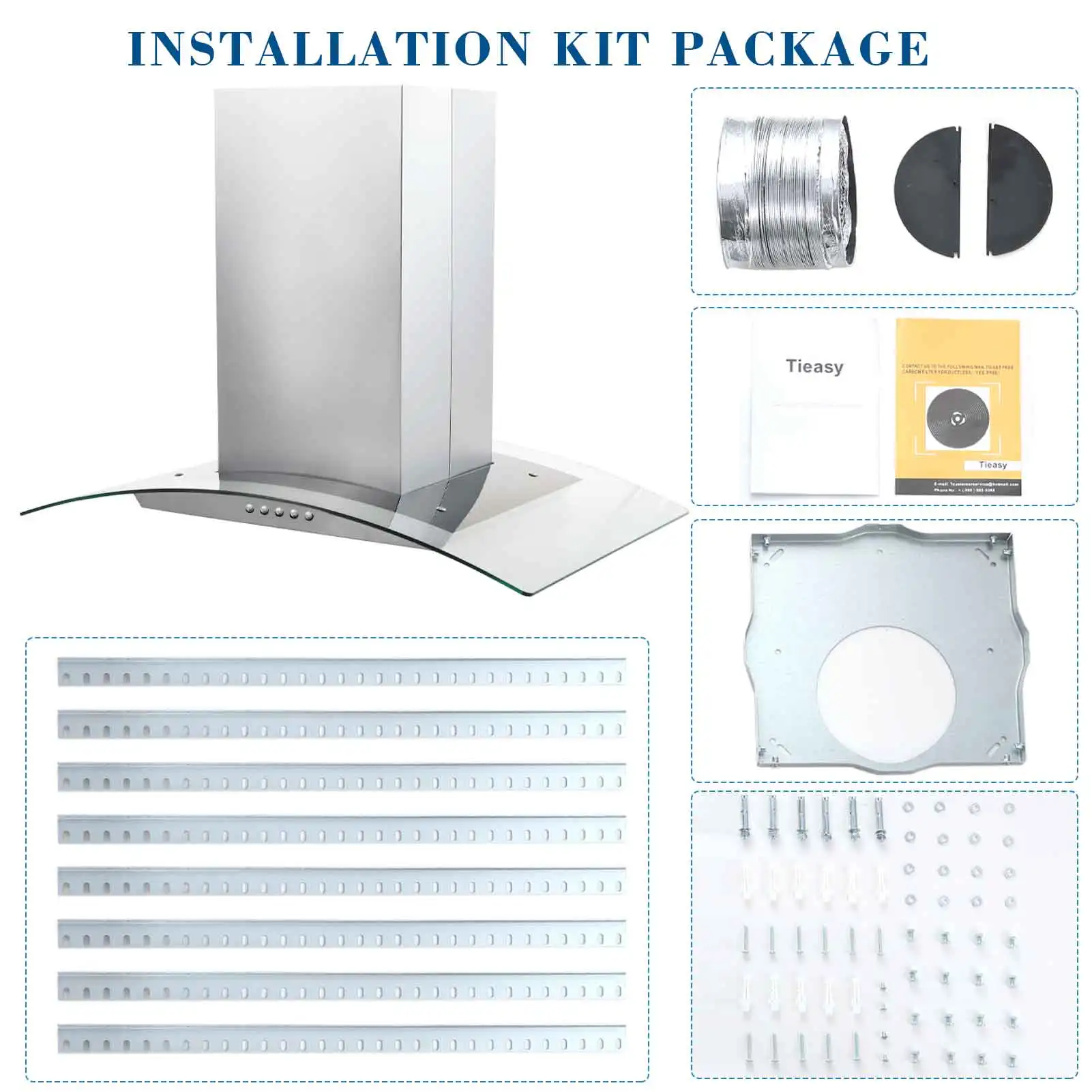 Tieasy 36 inch 700 cfm Druckknopf mit 3-Gang-Lüfter, permanenten Filtern, LED-Leuchten Edelstahl-Dunstabzugshaube usgi0290a