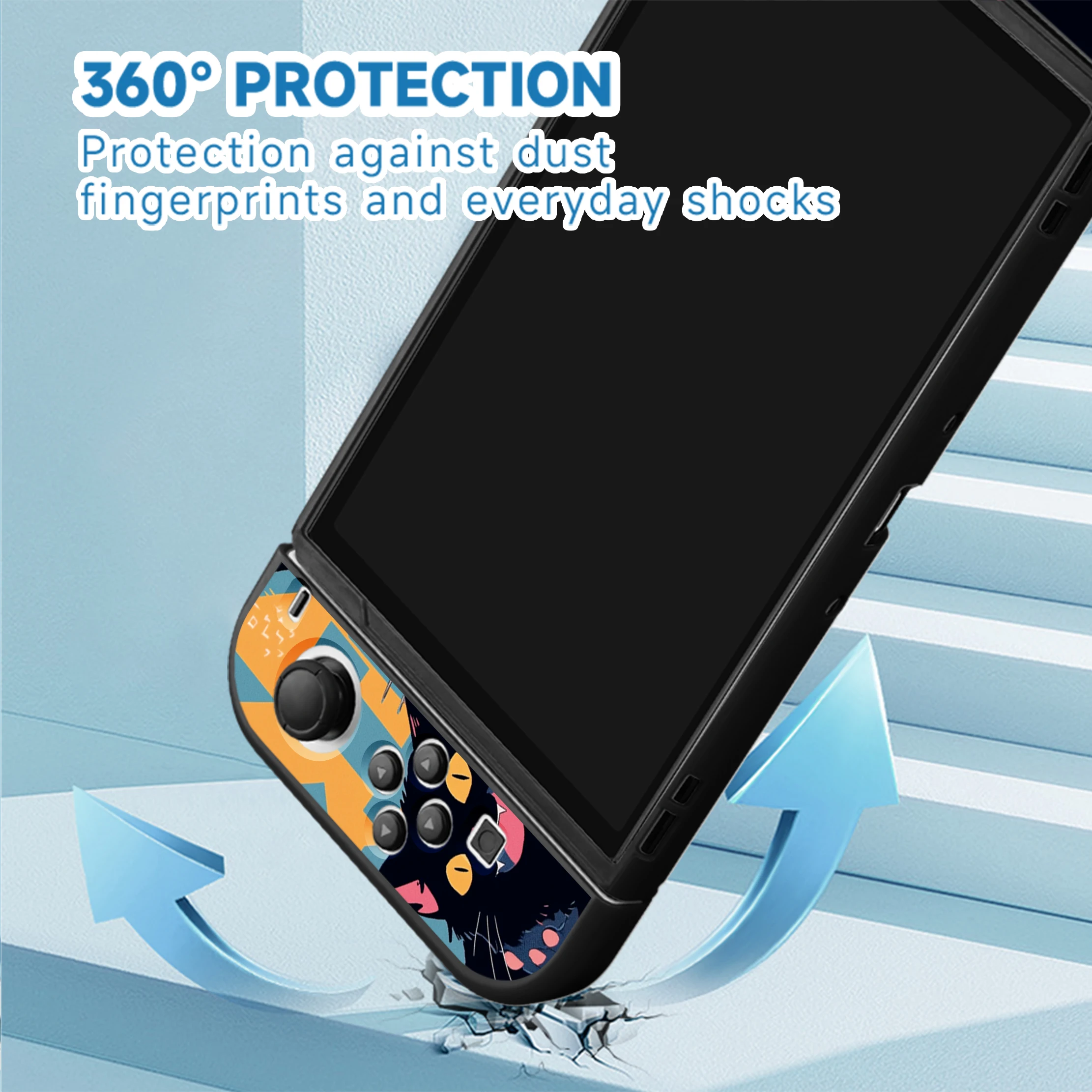 Cartoon Girl Switch Case Compatible with Nintendo Switch OLED / Switch NS,with 4 Joystick Caps,Dockable case for Switch Joy-con